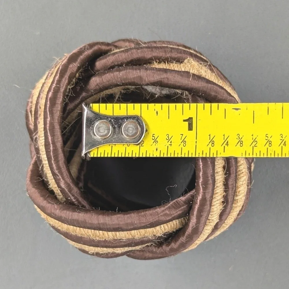 Woven Turk's Head Knot Napkin Rings Brown Tan Braided Cord Set of 4